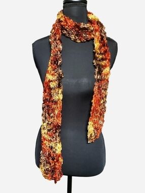 Y2K Ruffled Fuzzy Scarf Womens One Size 64" Long Boho Whimsy Fairy Festival